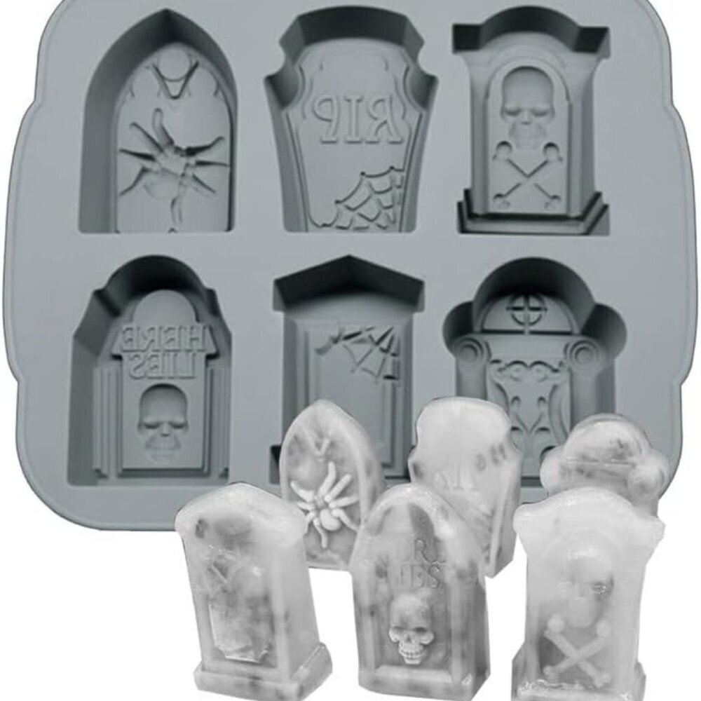 Silicone Ice Cube Trays Halloween RIP Gravestone Mold for Ice, Candy, Cake, Soap